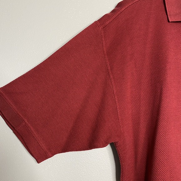 Tommy Bahama Dark Red Waffle Knit Cotton Silk Blend Golf Polo Shirt Size L - Picture 5 of 10